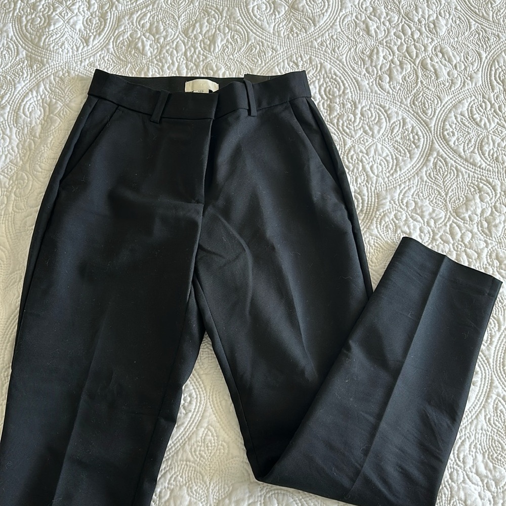 Black straight leg ankle dress pants